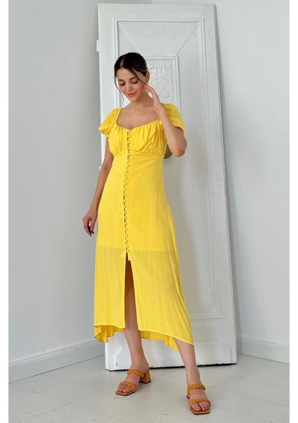 Fh Fashionhere Sarı Prenses Yaka Elbise