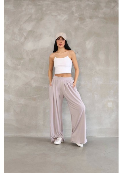 Fh Fashionhere Osy Modal Yumuşak Dokulu Kumaş Boru Paça Salaş Eşofman - Bej