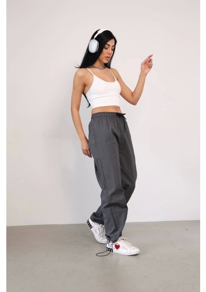 Fh Fashionhere Praşut Kumaş Paça Cepli Baggy Eşofman - Antrasit