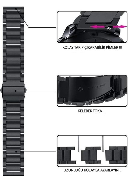 Huawei Watch Buds ile Uyumlu Kordon Klasik Baklava Model Paslanmaz Çelik Metal Kayış fırsatları