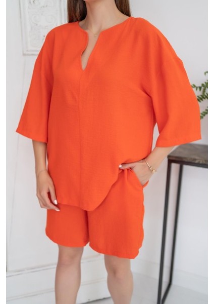 Fh Fashionhere Oranj Şort ve Üst Takım