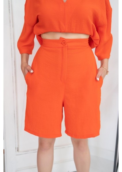 Fh Fashionhere Oranj Şort ve Üst Takım