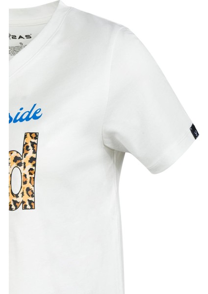 Alone Baskılı V Yaka Kadın T-Shirt 410 modelleri