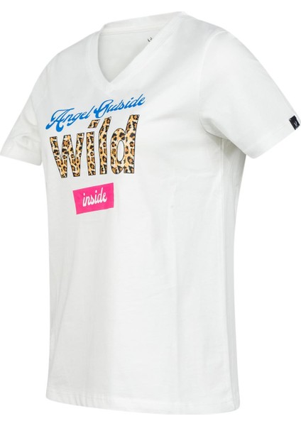 Alone Baskılı V Yaka Kadın T-Shirt 410