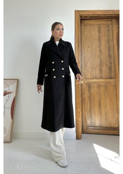 Fh Fashionhere Siyah Cep Zincirli Kaban