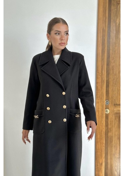 Fh Fashionhere Siyah Cep Zincirli Kaban