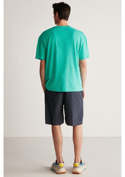 Jett Erkek Oversize Fit %100 Pamuk Kalın Dokulu Yeşil T-shirt indirimleri