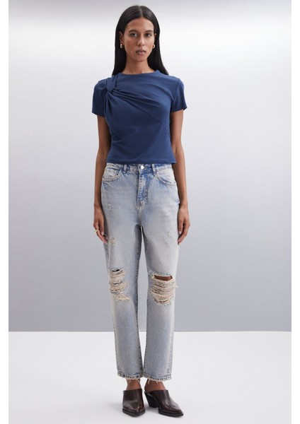 YASMIN Kadın Slim Lacivert Bluz fiyatları