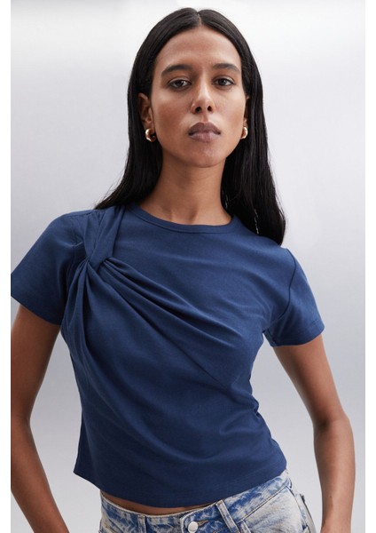 YASMIN Kadın Slim Lacivert Bluz modelleri