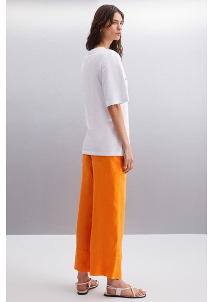 Nıtza Kadın %100 Pamuk Oversize Bisiklet Yaka Beyaz T-shirt