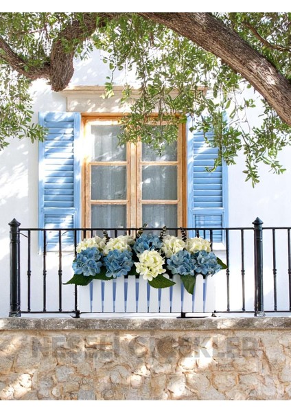 Yapay Çiçek Balkon Çiçeği Islak Ortanca Kaliteli Plastik Beyaz Balkon Askılı Saksı 55X40 cm Bahçe Dekor fiyatları