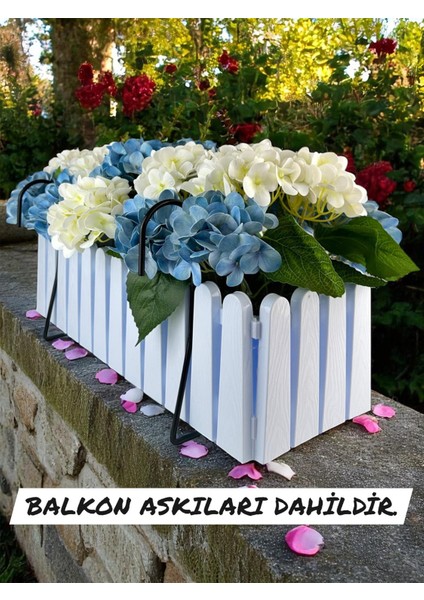 Yapay Çiçek Balkon Çiçeği Islak Ortanca Kaliteli Plastik Beyaz Balkon Askılı Saksı 55X40 cm Bahçe Dekor modelleri