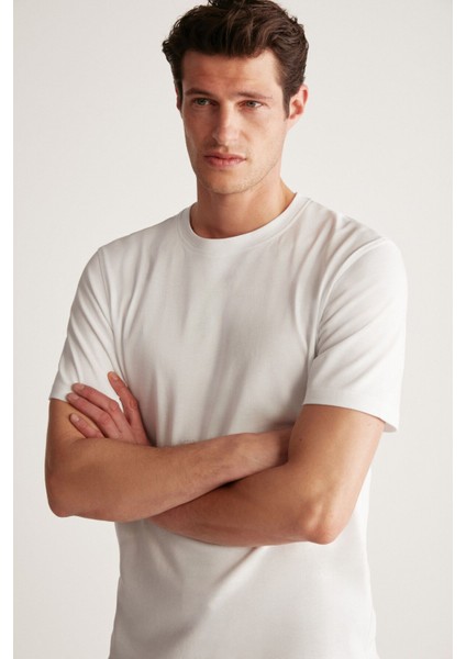 Rudy Erkek Slim Fit %100 Pamuklu Orta Kalınlıkta Beyaz T-Shirt fiyatları
