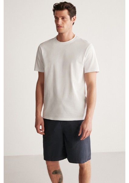 Rudy Erkek Slim Fit %100 Pamuklu Orta Kalınlıkta Beyaz T-Shirt