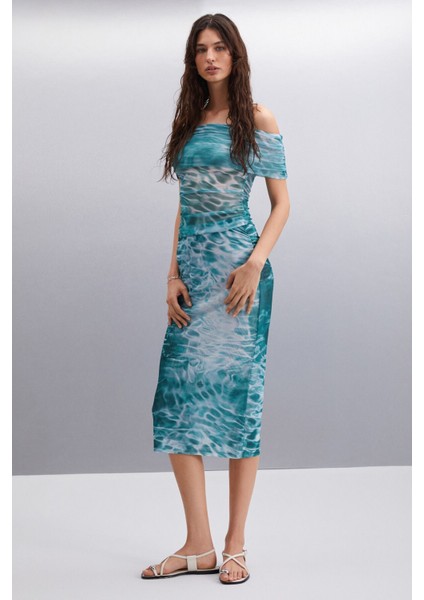 JAVIERA Kadın %100 Polyester Slim Desenli Etek