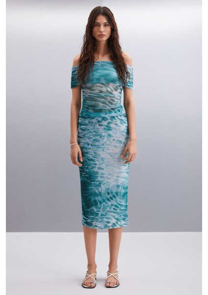 JAVIERA Kadın %100 Polyester Slim Desenli Etek