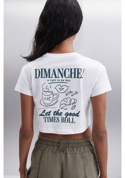MORAN Kadın %100 Pamuk Beyaz / Yeşil T-Shirt fiyatları