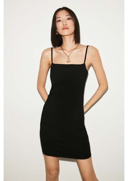 Rose Kadın Askılı Slim Fit Mini Siyah Elbise fiyatları