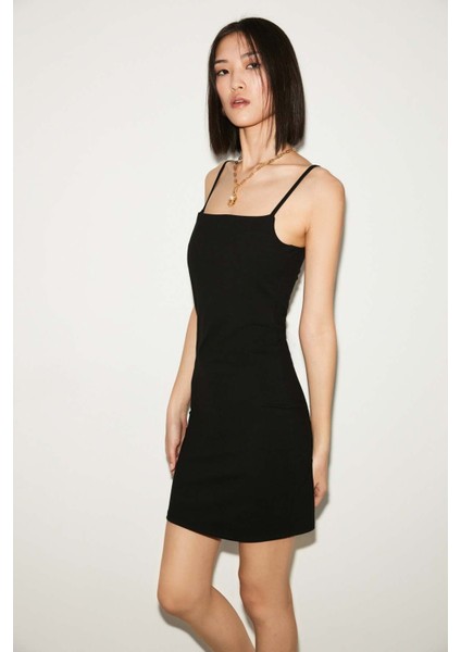 Rose Kadın Askılı Slim Fit Mini Siyah Elbise indirimleri