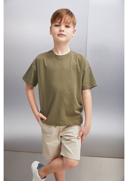 OCTAVE Erkek Oversize Haki T-Shirt