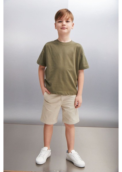 OCTAVE Erkek Oversize Haki T-Shirt modelleri