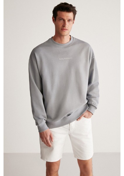 Wıllıe Oversize Açık Gri Sweatshirt