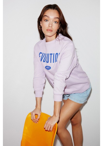 Ivory Kadın Oversize Lila Sweatshirt