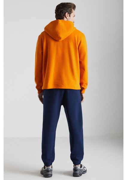 Karlo Erkek Pamuklu Kapüşonlu Yakası Düğmeli Turuncu Sweatshirt fiyatları