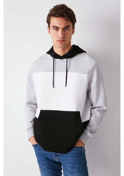 Clyde Erkek Bloklu Kapüşonlu Kordonlu Içi Polarlı Siyah Sweatshirt fiyatları