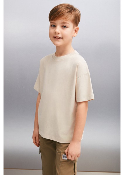 OCTAVE Erkek Oversize Bej T-Shirt fiyatları