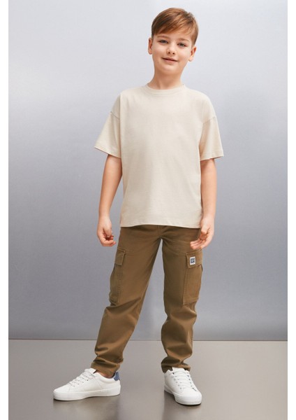 OCTAVE Erkek Oversize Bej T-Shirt fırsatları