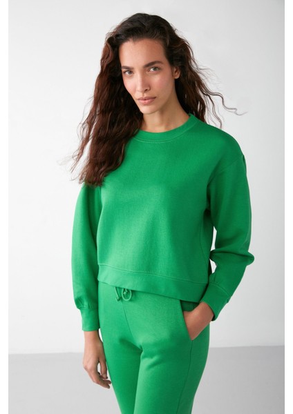 Lona Basic Relaxed Yeşil Sweatshirt
