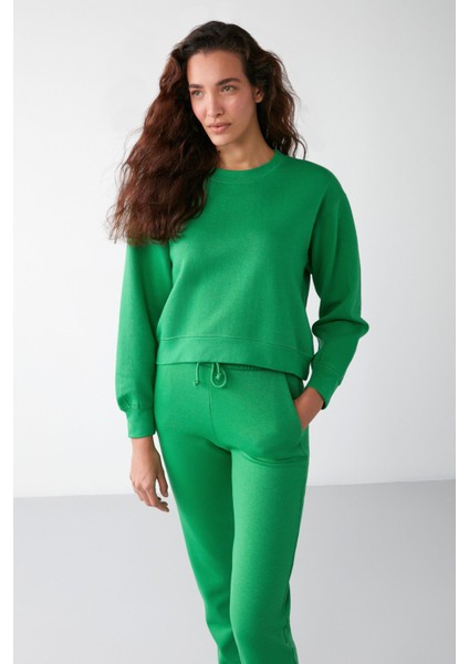 Lona Basic Relaxed Yeşil Sweatshirt