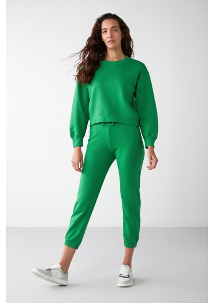 Lona Basic Relaxed Yeşil Sweatshirt