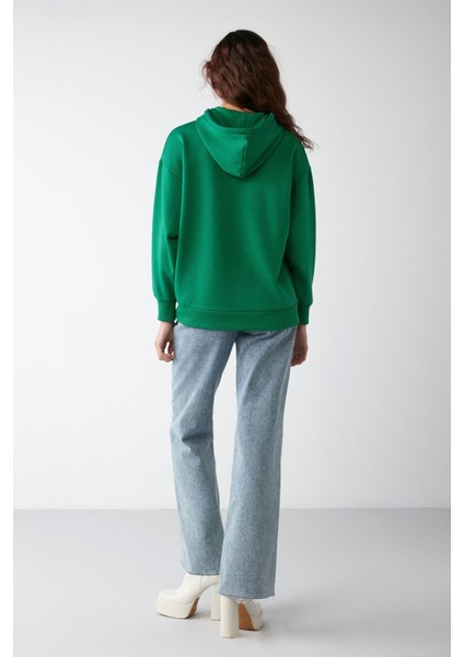 Ida Basic Oversize Yeşil Sweatshirt