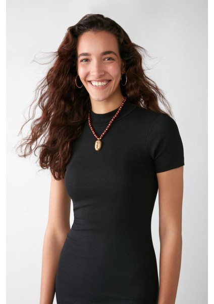 Layana Kadın Kapüşonlu Slim Fit Uzun Kollu Siyah Elbise modelleri