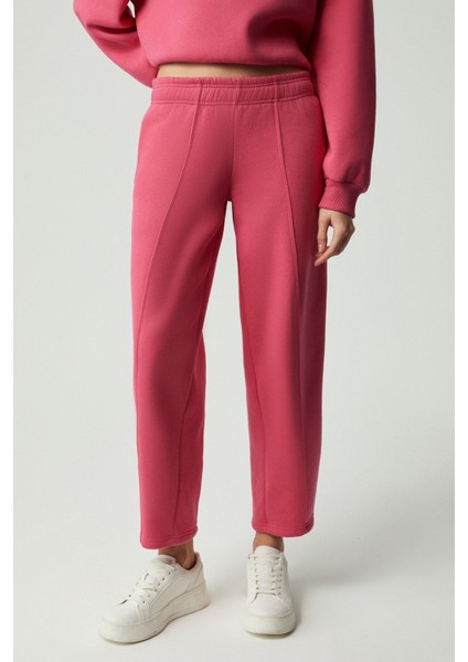 Morgans Kadın Geniş Paça Oversize Pembe Eşofman Altı