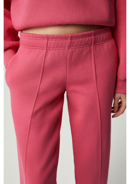 Morgans Kadın Geniş Paça Oversize Pembe Eşofman Altı