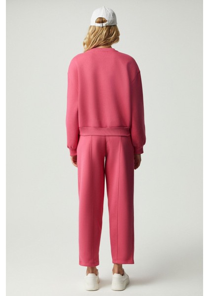 Morgans Kadın Geniş Paça Oversize Pembe Eşofman Altı