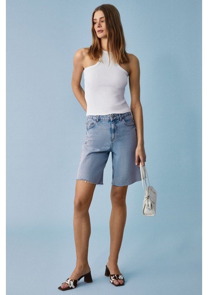 Jroksy Kadın Slim Halter Yaka Kolsuz Beyaz Atlet