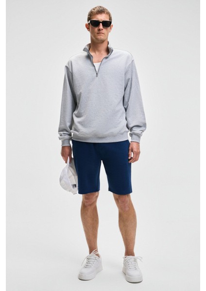 NESTOR Erkek Relaxed Fit Dik Yakalı Yarım Fermuarlı Uzun Kollu Grimelanj Sweatshirt fiyatları