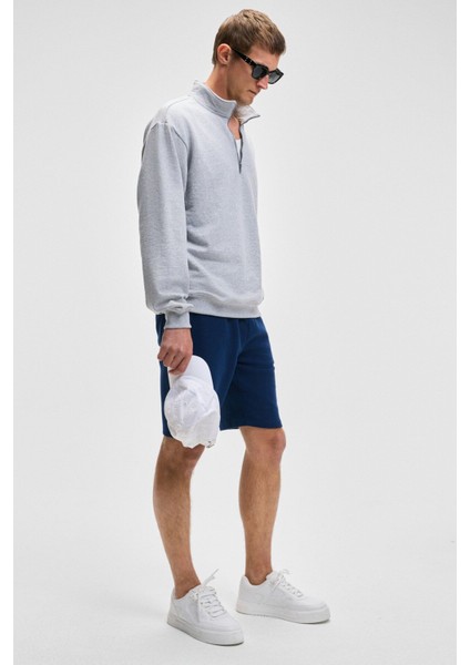 NESTOR Erkek Relaxed Fit Dik Yakalı Yarım Fermuarlı Uzun Kollu Grimelanj Sweatshirt modelleri