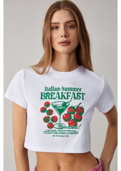 Belveth Kadın Bisiklet Yaka Oversize Beyaz T-Shirt modelleri
