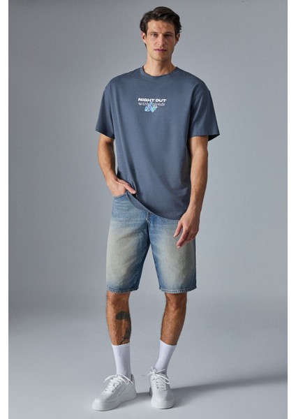 Nıghtout Erkek Oversize Fit Antrasit T-Shirt fırsatları