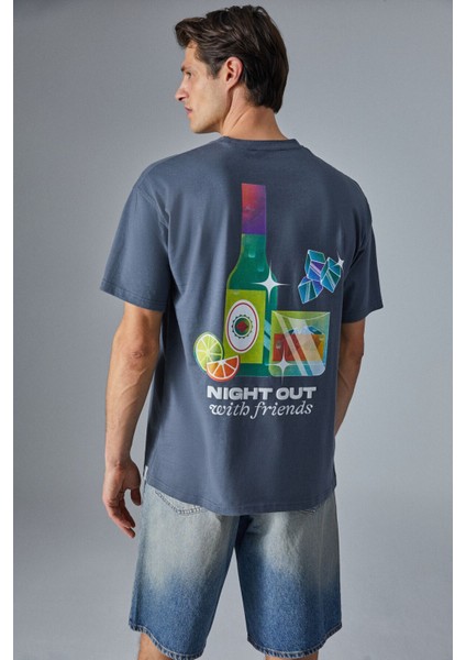 Nıghtout Erkek Oversize Fit Antrasit T-Shirt indirimleri