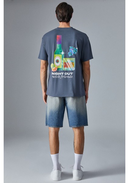 Nıghtout Erkek Oversize Fit Antrasit T-Shirt