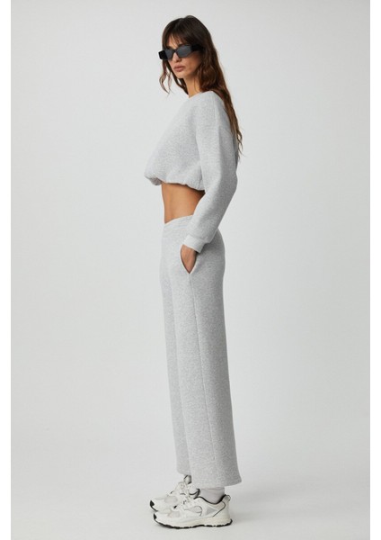Dewanna Kadın Uzun Kollu Crop Grimelanj Sweatshirt
