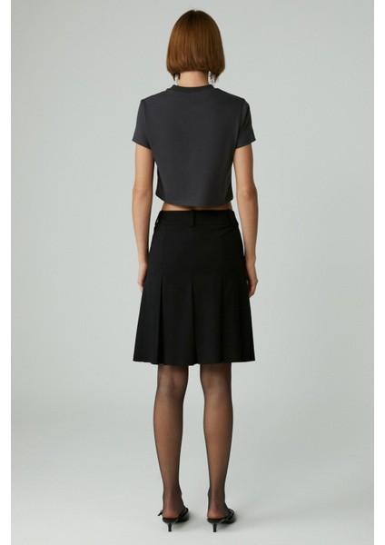 LAVIVA Kadın Kısa Fermuar Detaylı Siyah Etek indirimleri