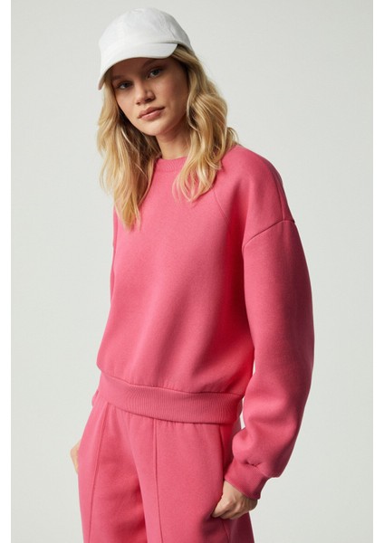 Morgana Kadın Bisiklet Yaka Uzun Kollu Pembe Sweatshirt