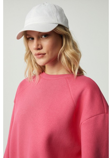 Morgana Kadın Bisiklet Yaka Uzun Kollu Pembe Sweatshirt
